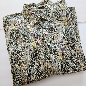 Alan Flusser Paisley Dress Shirt in Green and Yellow